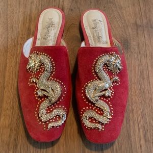 Red suede ‘Ravis Drag’ Jeffrey Campbell slides